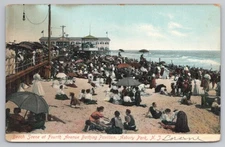 Beach Scene 4th Avenue Bathing Pavilion in Asbury Park New Jersey c1907 Postcard