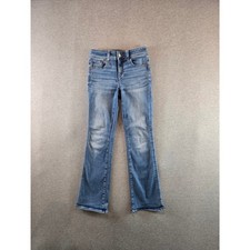 American Eagle Kick Boot Jeans Womens 0 Short Navy Blue Super Stretch Casual Y2K