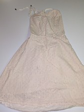 Urban Outfitters Cream Eyelet Halter Maxi Dress Boho Cotton Embroidered Tiered