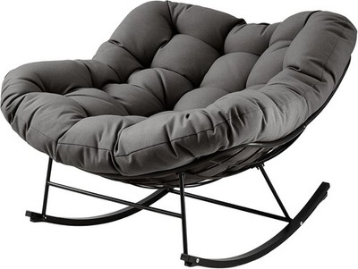 JEAREY Papasan Rocking Chair Grey Oversized for Patio Garden