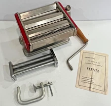 Electa Pasta Machine Made In Italy Heavy Duty Hand Crank Stainless  RED