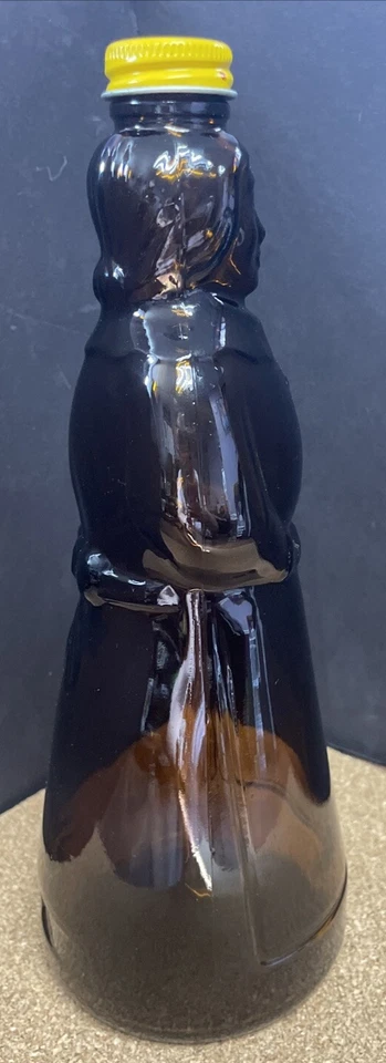 Vintage Mrs. Butterworth Syrup Bottle Amber Glass Yellow Metal Cap 10 inch EUC - Image 4 of 4