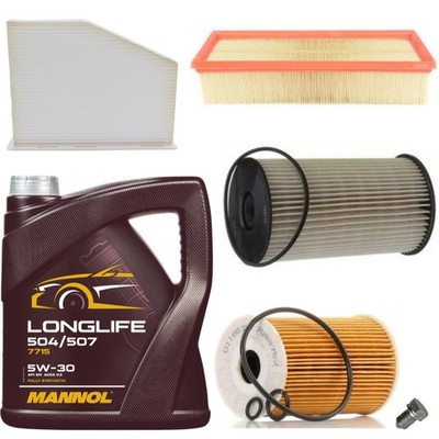 5L MANNOL 504/507 & FILTERS FULL SERVICE KIT FOR VW JETTA 1.6 TDI 10-15
