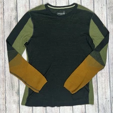 Smartwool Men’s Thermal Merino Base Layer Shirt Lg Intraknit Colorblock - Defect