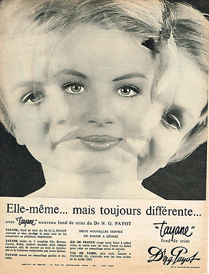 ADVERTISEMENT ADVERTISING 034 1962 DR PAYOT cosmetics TAYANE