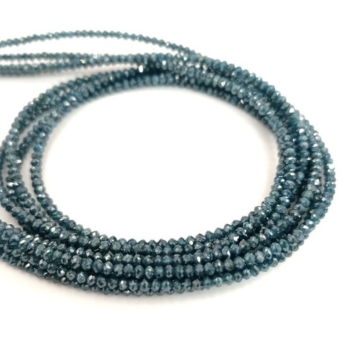 Filo di perline rondelle sfaccettate diamante blu naturale 2-2,5 mm per gioielli fatti a mano - Foto 6 di 7