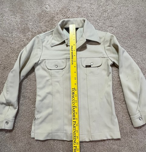 Lee polyester Shirt Jacket tan Unisex Sz 10 1970s Classic pearl snap - Picture 6 of 9