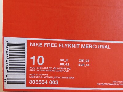 Size 10 - Nike Free Flyknit Mercurial Wolf Grey Game Royal for