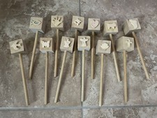 Lot of 12 wooden block play dough stampers an...
