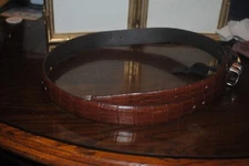 Enmon Brand Size 44 Leather Ladies Belt with Medal Buckle End and Loops