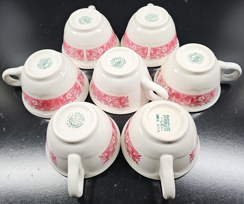 7 Syracuse China Strawberry Hill Pink Cup Saucer Set Vintage Restuarant Ware Lot - Picture 16 of 24