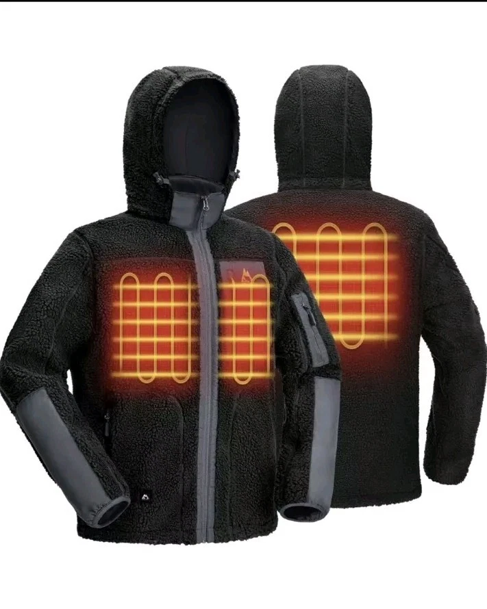 KINGS TREK Heated Jacket Fleece for Men Windproof Sherpa Heating Coat Black XL
Opens in a new window
