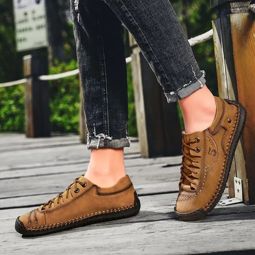 Men's Casual Shoes Outdoor Soft Leather Anti Slip Comfortable Walking Shoes - Picture 21 of 26