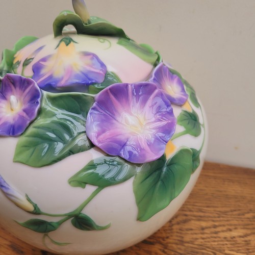 Franz Porcelain Morning Glory Biscuit Cookie Jar FZ00161 Boxed Rare - Picture 2 of 8