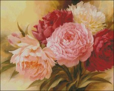 Needlework Crafts Full Embroidery Counted Cross Stitch Kits Pink Peonies II