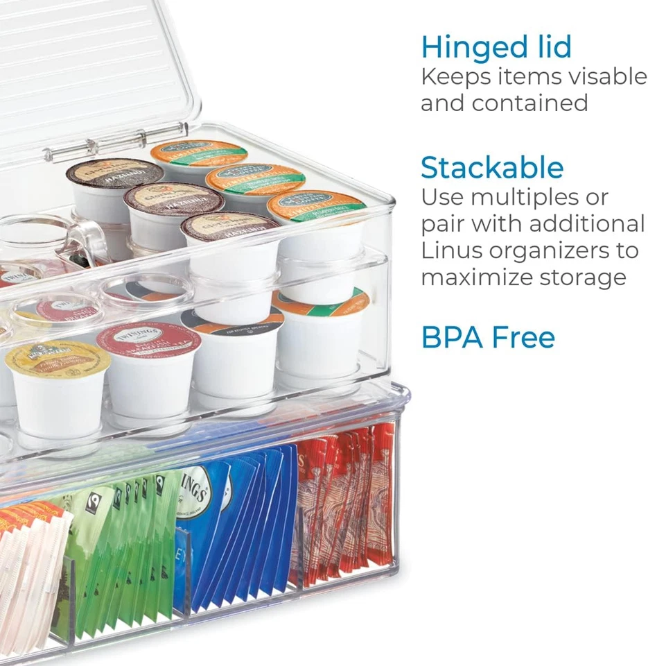 Idesign 2-Tier Coffee Pod Holder Lidded Bin, Plastic Pantry and Kitchen Storage, - Image 4 of 4