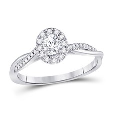 14kt White Gold Womens Oval Diamond Solitaire Bridal Wedding Engagement Rin