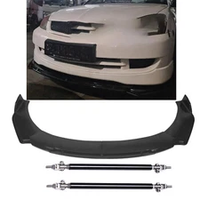 Front Bumper Lip Spoiler Splitter Glossy Black Strut Rod For Mitsubish Body Kits