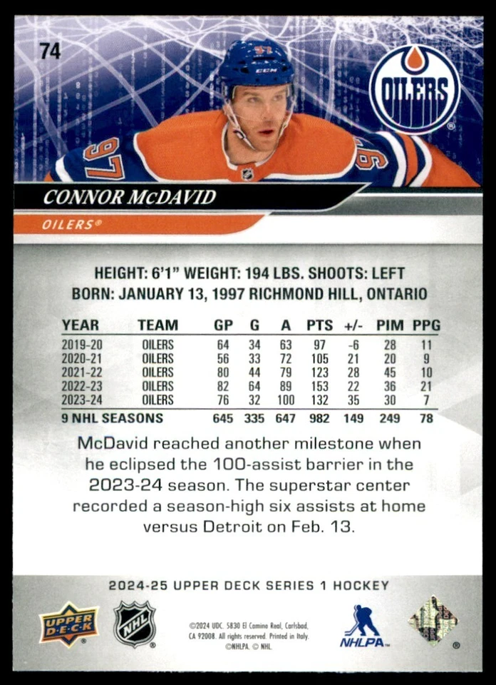 2024-25 UD Upper Deck Series 1 Hockey Base Cards *Pick Your Cards* U-Pick - Image 2 of 2