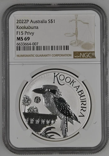 2022 P Australia 1 oz Silver Kookaburra NGC MS 69 F15 Privy! Low mintage