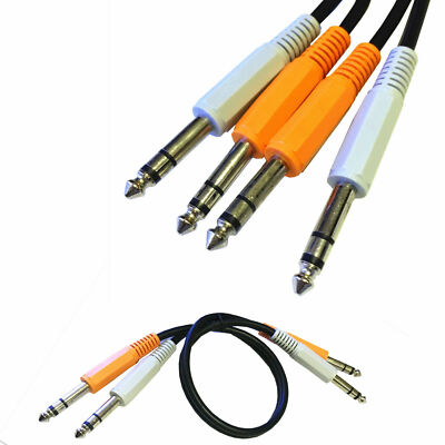 3,5 mm TRS auf 2 x 6,35 mm TS Stecker Audio Einsatz Y Kabel Splitter 0,3 m