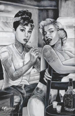 Marilyn & Audrey Tattoo Scene by James Danger Harvey Mini Poster- 11'' x 17''