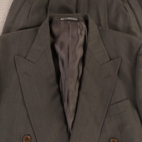 Ermenegildo Zegna Suit M Gray Blue Pinstripe Hopsack Marled 100% Wool 40R 32x28 - Picture 2 of 24
