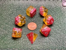 Yellow Rose 7 Piece Dice Polyhedral Set Tabletop RPG Gaming Board Card Games
