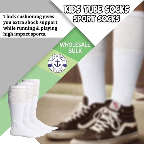 12 Units of Yacht & Smith Kids White Tube Socks Size 4-6 - Boys Crew Sock - Picture 5 of 7