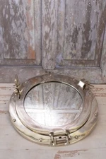 15 " Antique Silver Finished Solid Brass Mirror Porthole Brass New Designer Gift