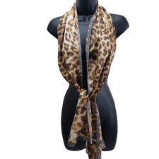 Anne Klein Women's Scarf Brown Animal Print 13/68" Rectangle Wrap