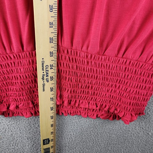 Faded Glory Shirt Womens 2X Pink Blouse Scoop Neck Beaded Pleated Elastic Hem - Picture 9 of 10