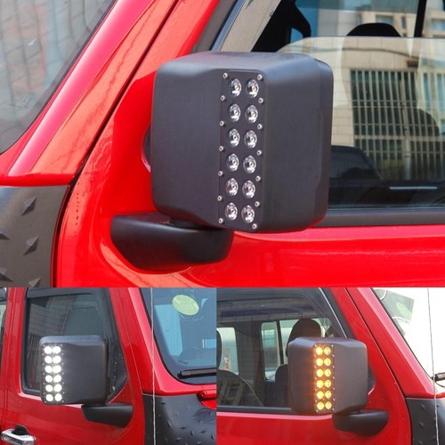 LED Side Mirror with Yellow Turn Signal Lamp for Jeep Wrangler JT JLU 2018-2023 - Picture 12 of 14