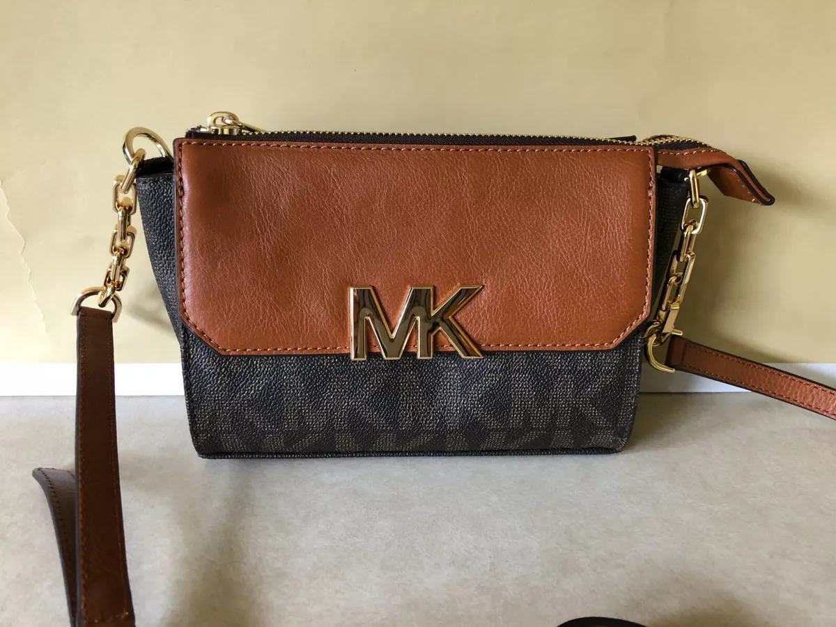 Michael Kors Florence Crossbody Zip Top bag Small Navy Leather As