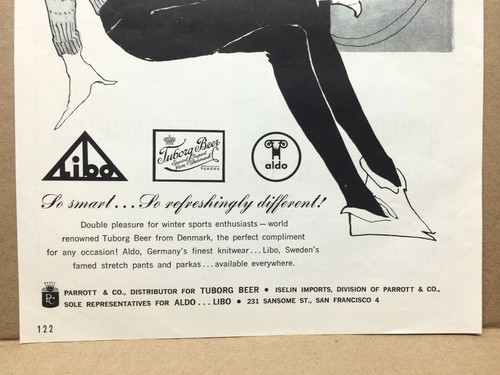 Vintage 1960 Tuborg Beer Libo Aldo Ski Wear Snow Winter Olympics Skiing Print Ad - 第 3/7 張圖片