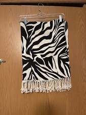 Zebra Print Shawl/Wrap W/Fringes 70 X 27.5