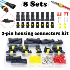 8Set Waterproof 2-Pin Car Male Female Two Way Electrical Wire Connector Plug Set