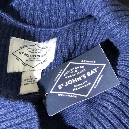 Maglione St. Johns Bay uomo taglia L blu navy pullover manica lunga nuovo - Foto 3 di 5