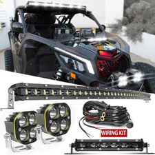 For Can-Am Maverick X3 Upper Roof 50" Curved LED Light Bar + 7" + 3" Pods Lights