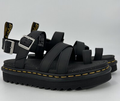 DR MARTENS Avry Hydro Platform Toe Loop Sandal Womens 9 Blk