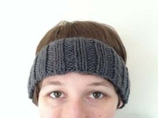 Dark Gray Ribbed Knit Headband Earwarmer -- READY TO SHIP 