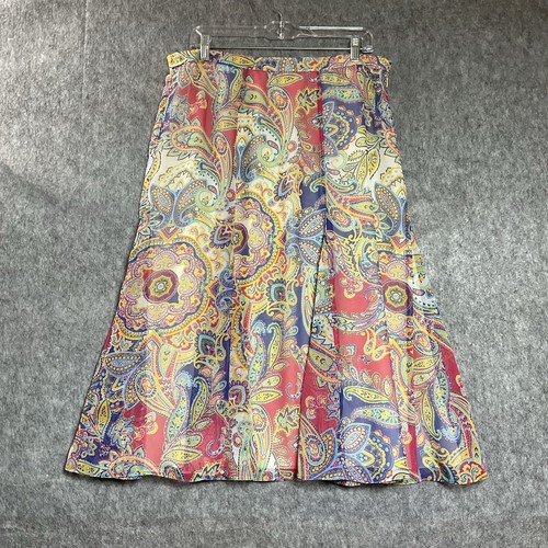 Coldwater Creek Skirt Womens Large Cream Geometric Flowy Midi Cottage Coastal