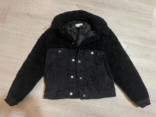 Topshop Petite Black Teddy Borg Denim 