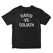 David VS Goliath Jesus T Shirt Religious John 3:16 Gospel Verse Bible Scripture