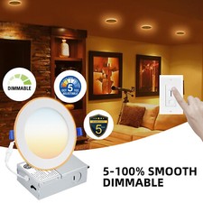 12 Pack 4 Inch 5 CCT 12W Ultra-Thin LED Recessed Ceiling Light with Junction Box