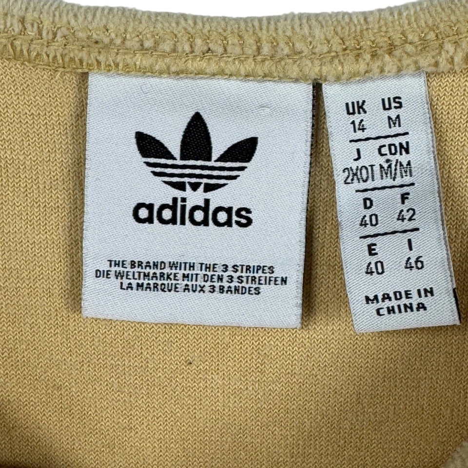 Adidas Sudadera Recortada Cuello Redondo 3 Rayas Atletismo Cómoda Top M Amarillo Mantequilla Foto 4 de 4