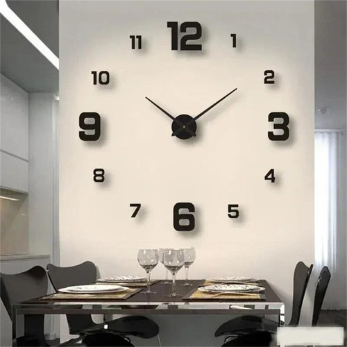 3D Large Wall Clock Modern DIY Sticker Mirror Surface Art Design Home Room Decor