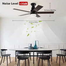 44 Inch Ceiling Fan Lamp Retractable Fanlight LED Chandelier w/ Remote Control