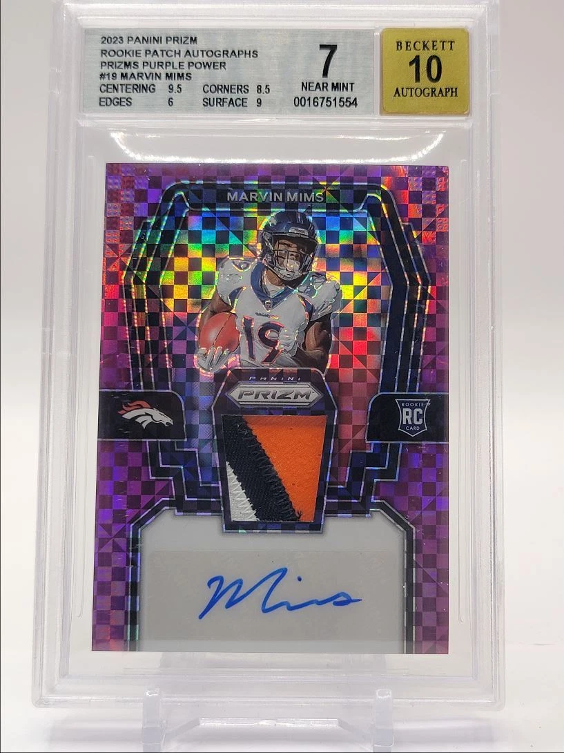 Marvin Mims Panini Prizm Rookie Patch Autographs #RPAMM Purple Power