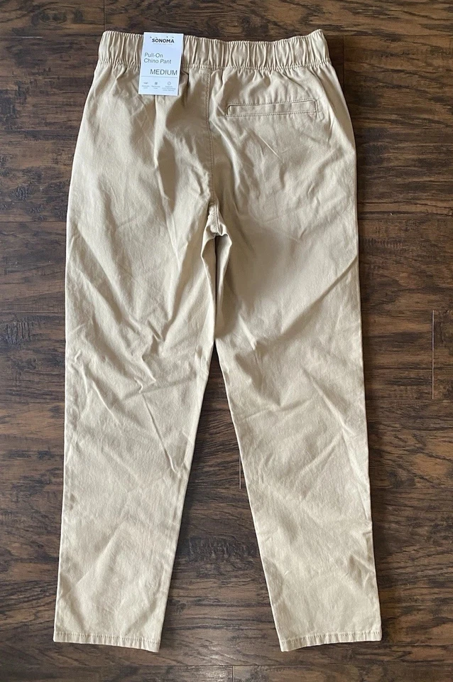 Sonoma 男孩中号米色弹性腰卡其色休闲裤 — 第 4/4 张图片
